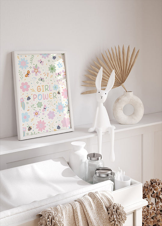 Girl Power Floral Pastel Plakat