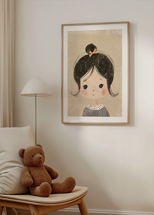 Freckled Girl With Bow Plakat