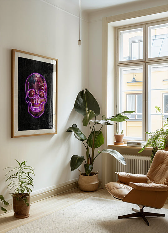 Neon Halloween Skull