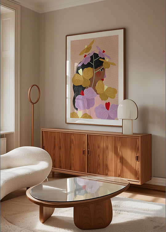 Hidden Behind Yellow Purple Flowers Plakat