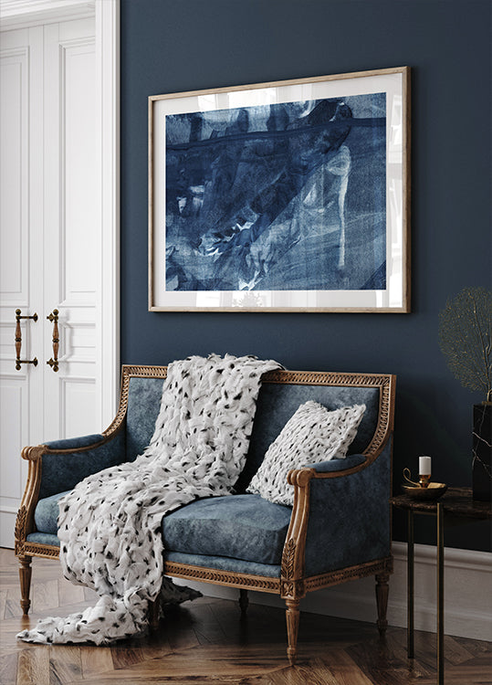 Blue Texture Flowing Vertical Lines Plakat