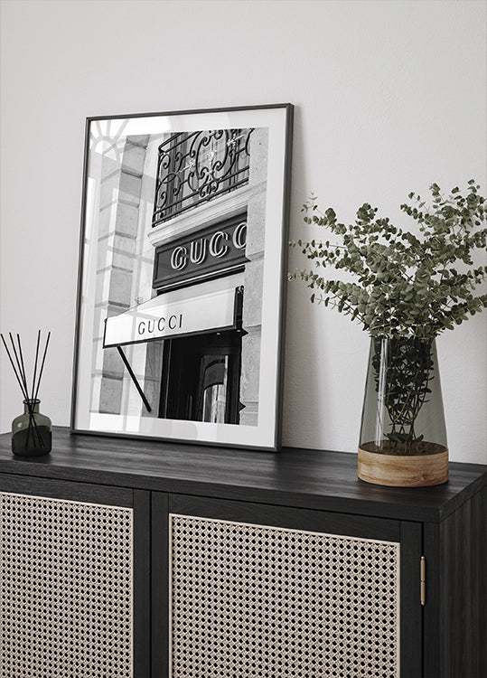 Gucci Boutique Black and White Plakat