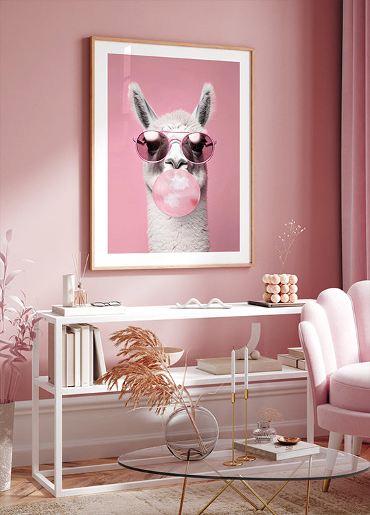 Llama With Bubble Gum Plakat
