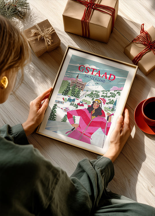 Travel Plakat Woman in Gstaad, Switzerland Plakat