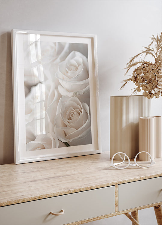 White Blossoming Roses Plakat