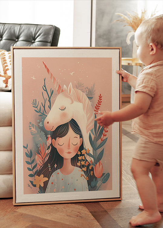 Girl and Unicorn Plakat