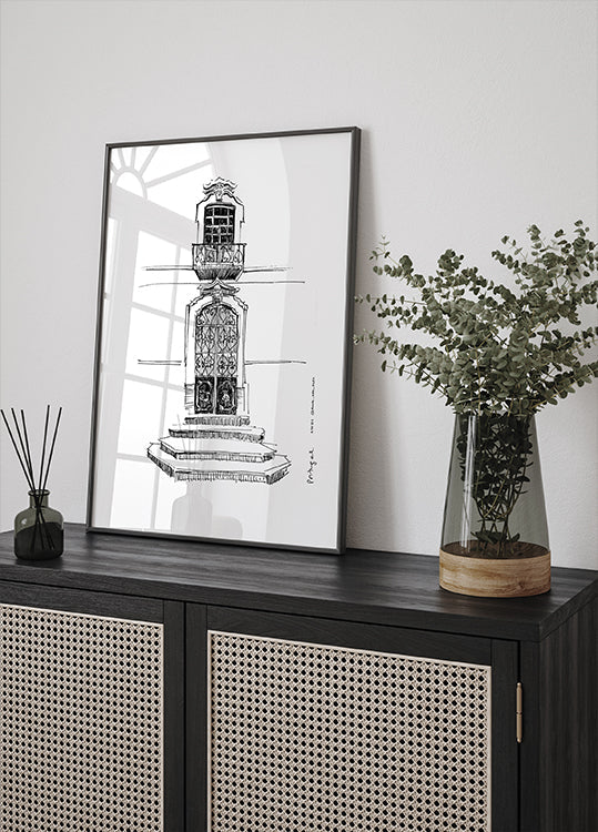 Portugal Portals City Drawing Plakat
