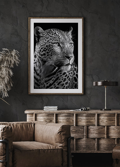 Black and White Leopard Plakat