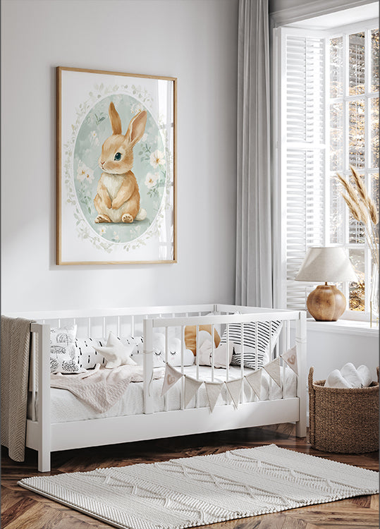 Sitting Baby Bunny With Blue Eyes Plakat
