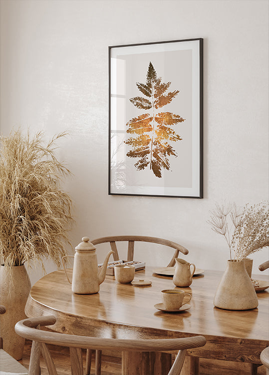 Oak Leaf Print   Gold Plakat