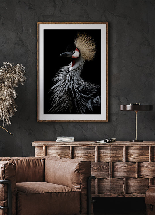 Crowned crane's portrait Plakat