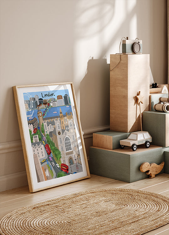 London City with View of the Thames River and Big Ben by Artist Carla DalyPlakat