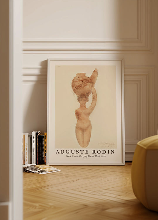 Nude Woman Carrying Vase on Head Plakat
