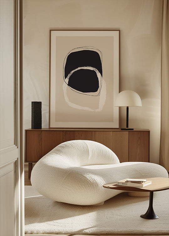 Black And White Shapes With Fluid Lines Plakat