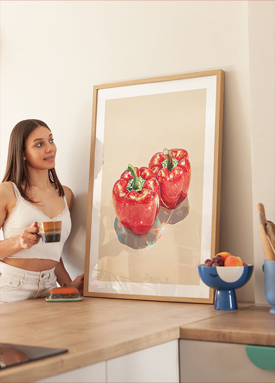 Sparkling Red Bell Peppers Plakat