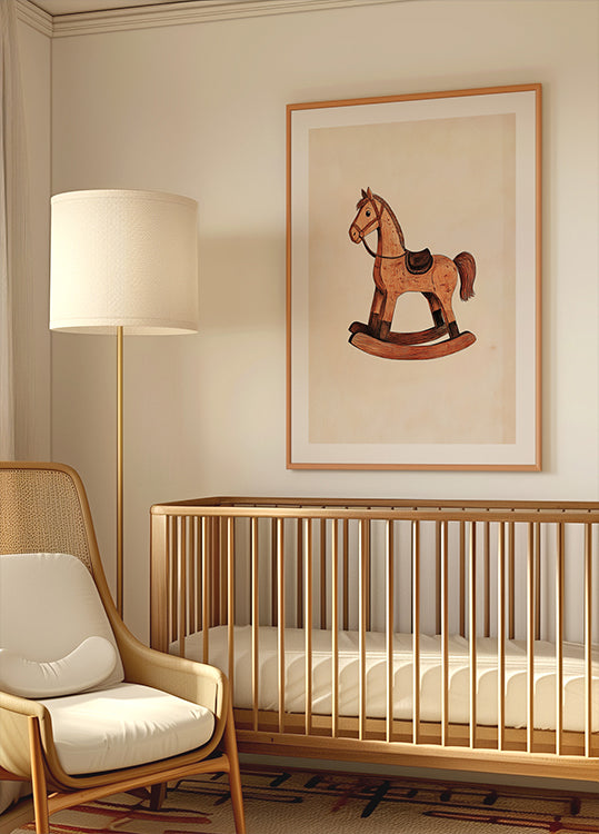 Vintage Rocking Horse Wooden Toy Plakat