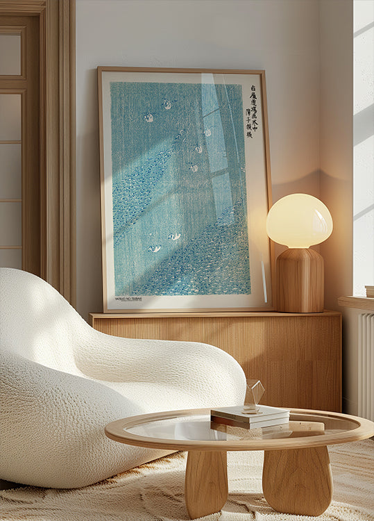 Woodblock Print Blue Plakat