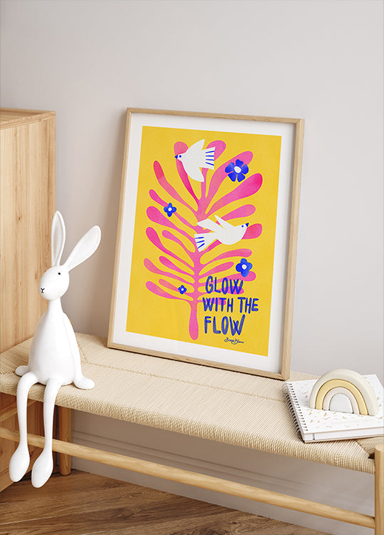 Birds - Glow with the Flow pink Plakat