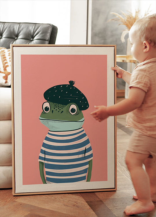 French Frog Illustration Plakat