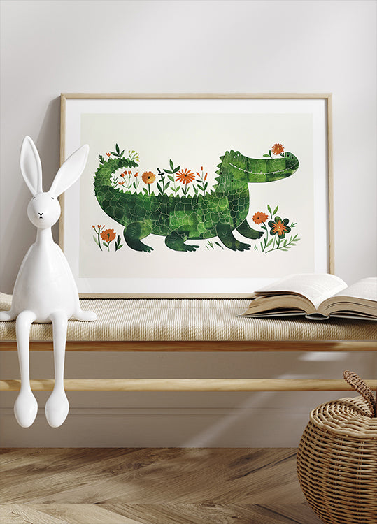 Floral crocodile Plakat