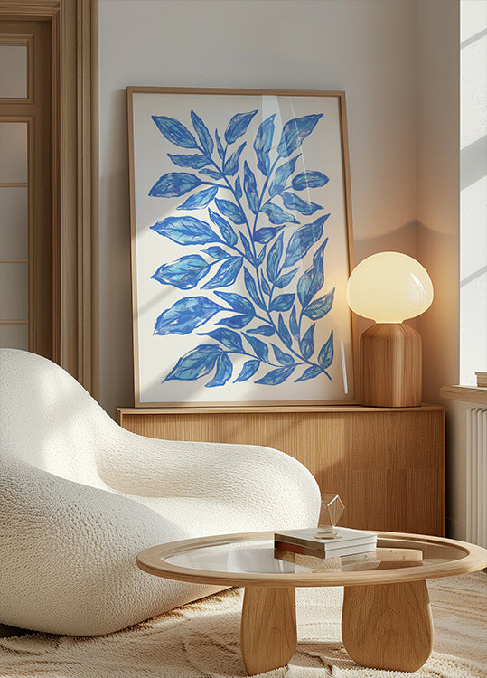 Botanical Illustration Of Blue Leaves Plakat