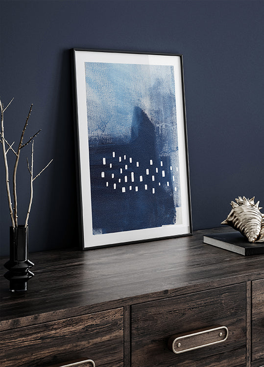 Blue Hues And White Rectangular Elements Plakat