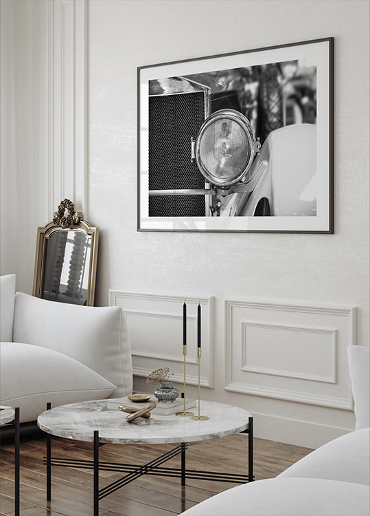 Vintage Elegance, Classic Car Headlamp Plakat