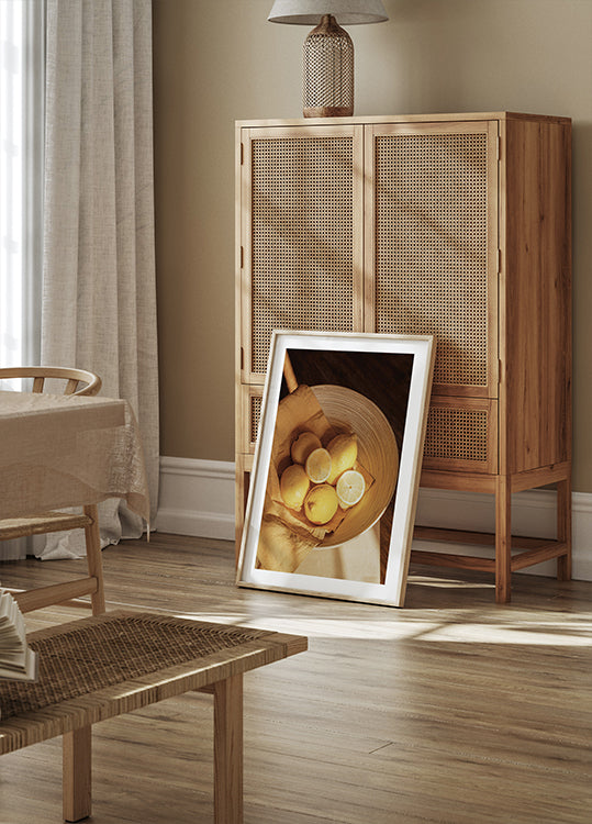 Fragrant Lemons in Rustic Bowl Plakat