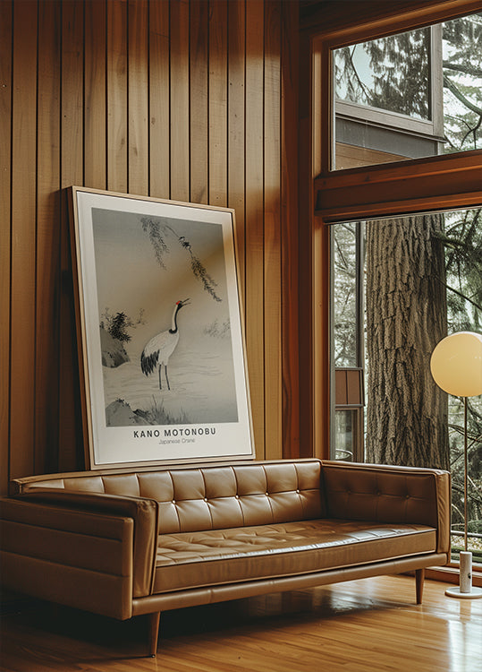 Japanese Crane Illustration Kano Motonobu Plakat