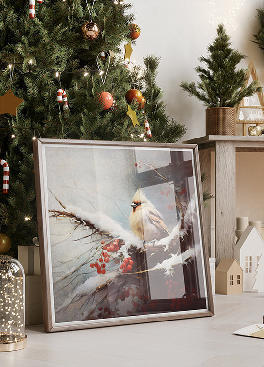 Winter's Feathered Perch Plakat