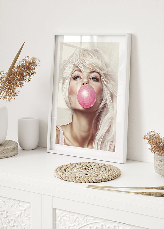 Fashion Portrait with Bubble Gum Plakat