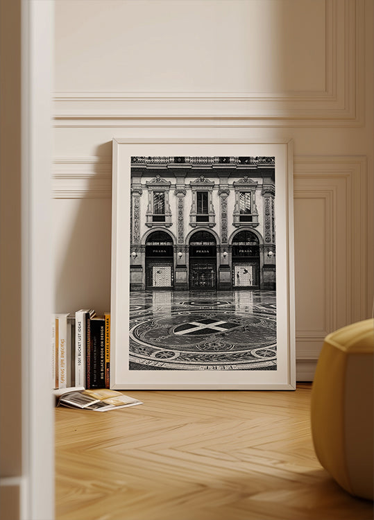 Prada Milan Façade Black & White Plakat