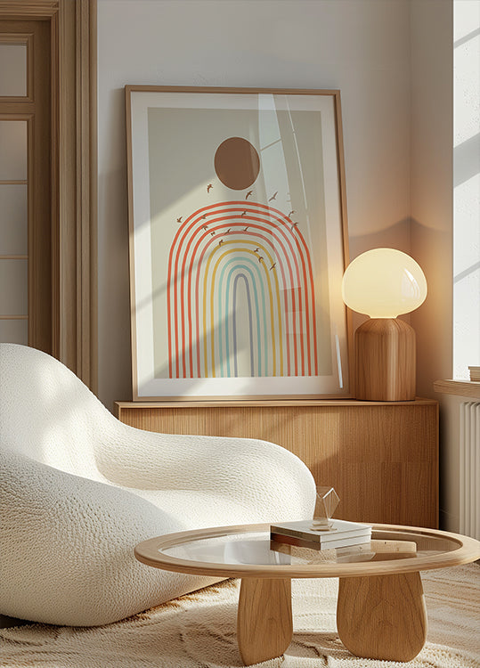 Stylized Rainbow With Layered Pastel Plakat