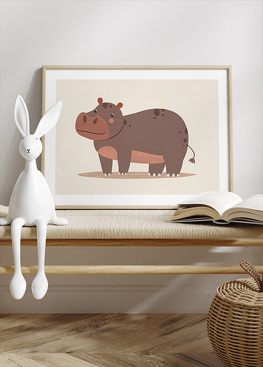 Smiling Brown Hippo In Mud Plakat