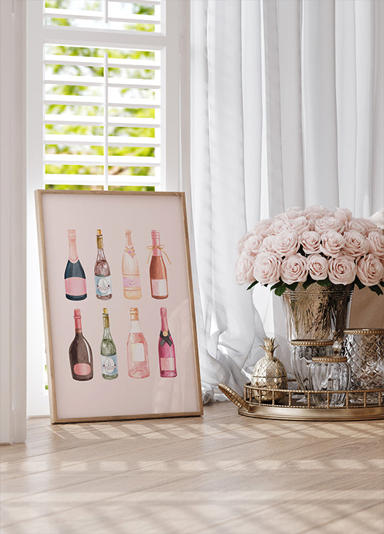 Pop the Bubbly, Watercolor Champagne Bottles Plakat