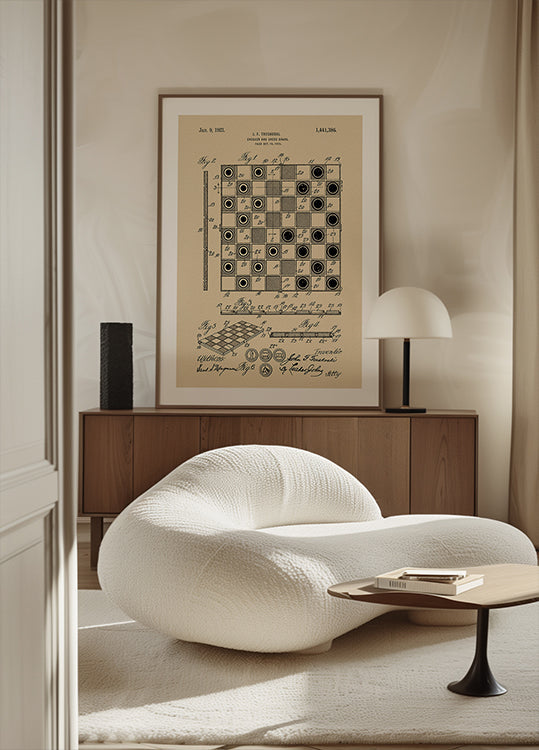 Checker and Chess Board Patent 1921 Plakat