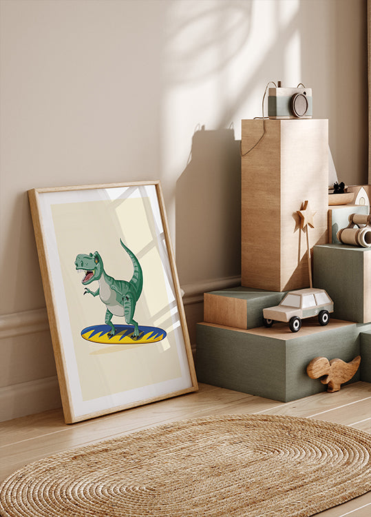 Surfing T-Rex Plakat