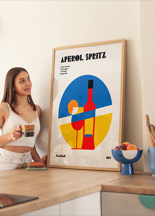 Aperol Spritz Cocktail Bauhaus Art Print Plakat