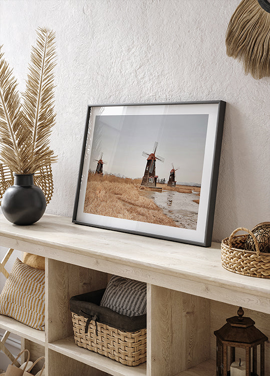 Old Windmills in the Countryside Plakat