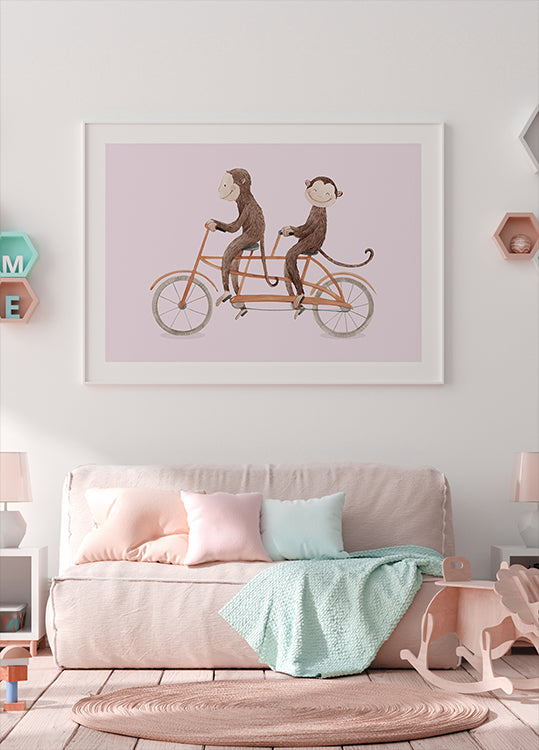 Monkey Bicycle Plakat