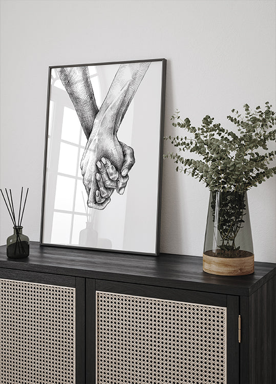 Holding Hands Sketch Plakat