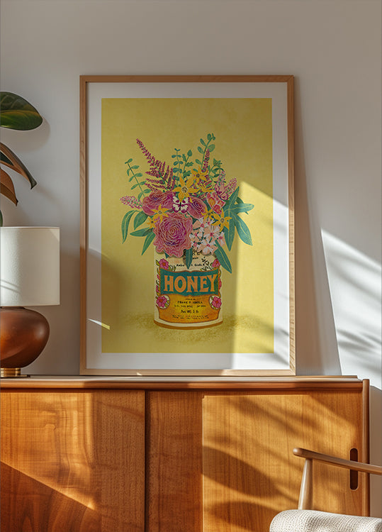 Flowers In a vintage Honey Can Plakat