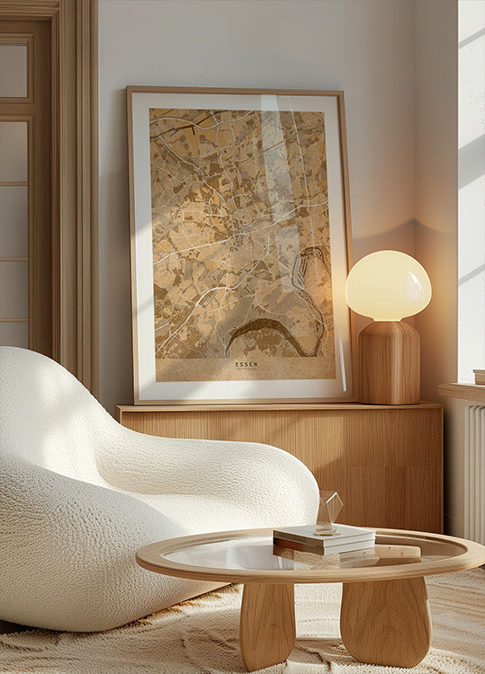 Sepia vintage map of Frankfurt downtown Germany Plakat