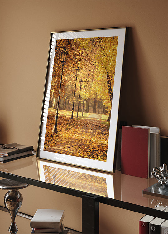 Golden Autumn Park Path Plakat