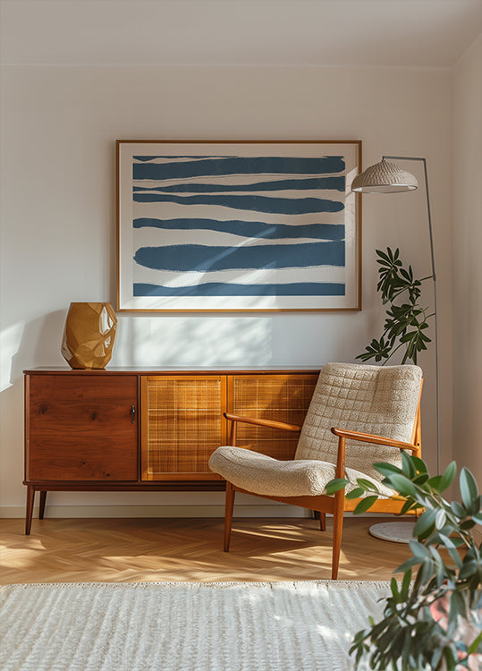 Blue Stripes, Nautical Abstract Pattern Plakat