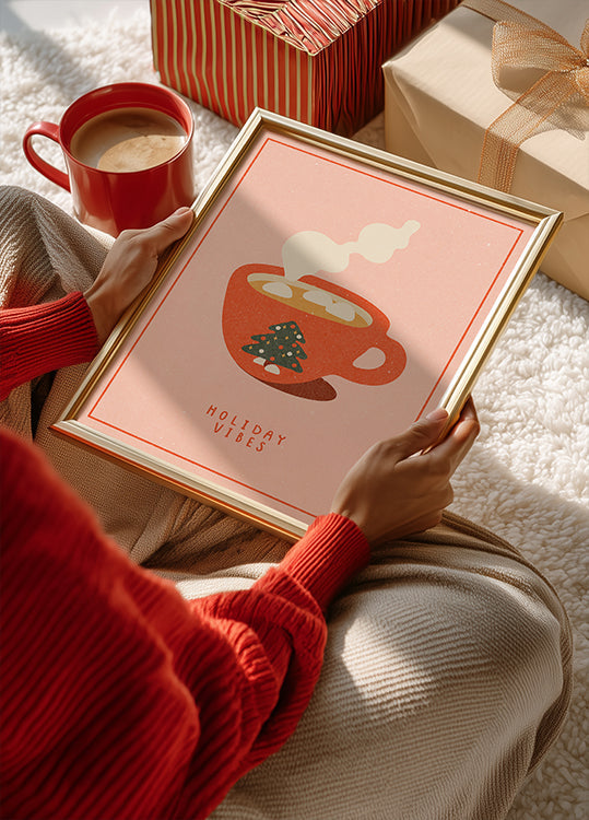 Holiday vibes. A mug of hot cocoa for Christmas Plakat