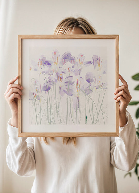 Crocuses in the grass Plakat