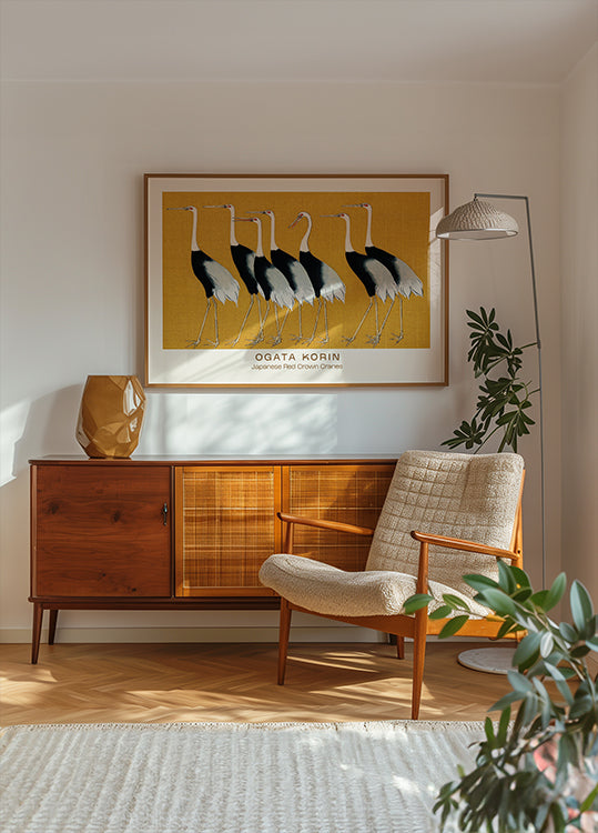 Japanese Red Crown Cranes, Ogata Korin Plakat