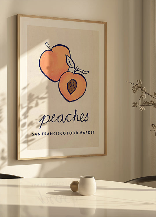 Food Art - Peaches San Francisco Food Market Plakat