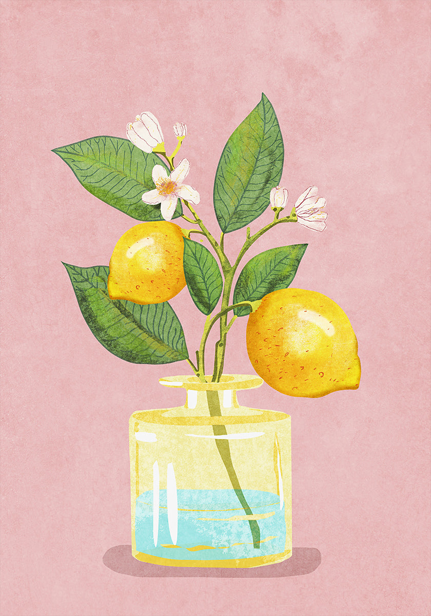 Lemon Bunch In Vase Plakat